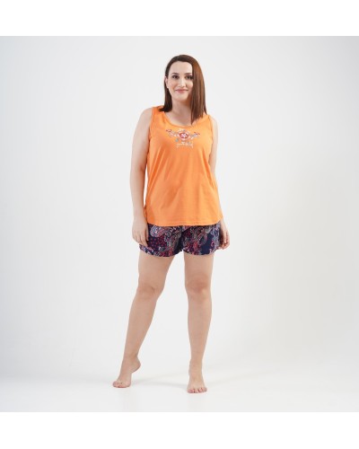 Pijama Talla Grande Corto Tirante Ancho Mujer Yourself Naranja