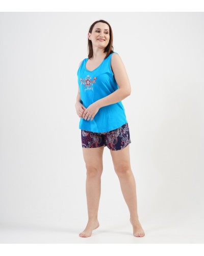 Pijama Talla Grande Corto Tirante Ancho Mujer Yourself Azul