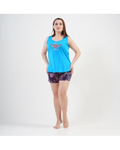 Pijama Talla Grande Corto Tirante Ancho Mujer Yourself Azul