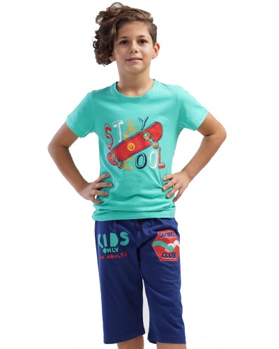 Pijama Manga Corta Niño Patinete Verde