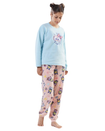 Pijama Polar Manga Larga Niña Buhos