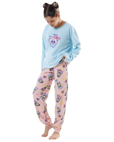 Pijama Polar Manga Larga Niña Buhos