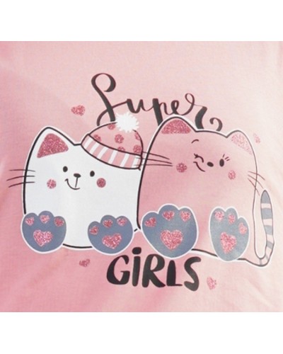 Pijama Manga Larga Niña Super Girls Rosa