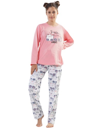 Pijama Manga Larga Niña Super Girls Rosa