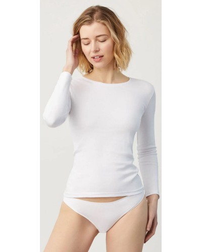 Camiseta Mujer Termal Afelpada Manga Larga 100% Algodon Nude