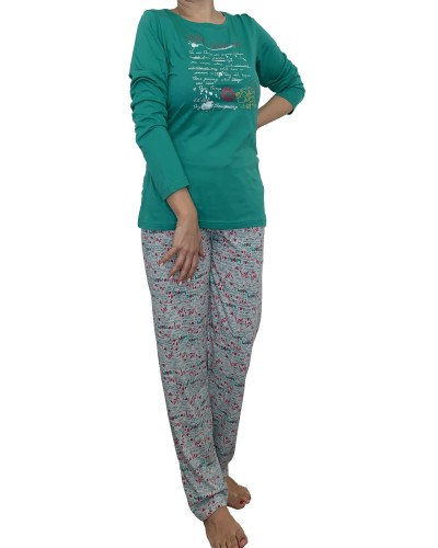 Pijama Largo Manga Larga Mujer Today Choose Love Verde