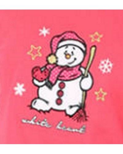 Pijama Perchado/Felpa Largo Manga Larga Mujer Muñeco de Nieve Rosa