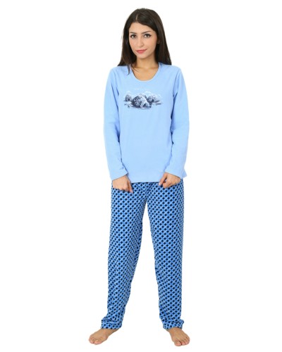 Pijama Polar Largo Manga Larga Mujer Iglus Azul