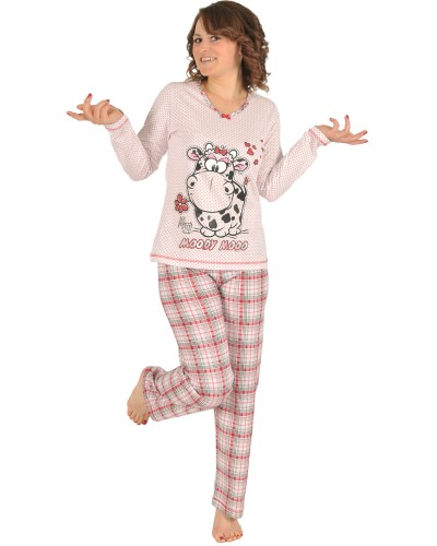 Pijama Largo Manga Larga Mujer Vaca