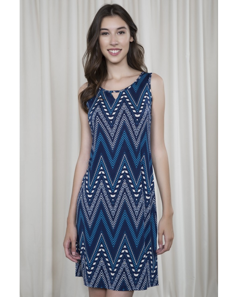 Vestido Playa Manga Tirante Ancho Mujer Lagrima Zigzag