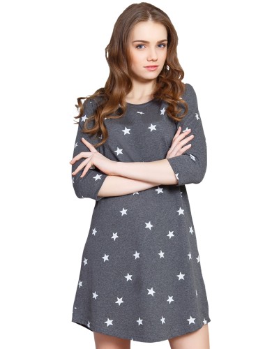 Camison Manga 3/4 Mujer Gris Estrellas