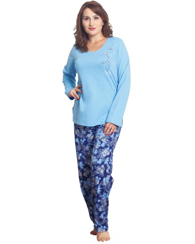 Pijama Talla Grande Perchado/Felpa Largo Manga Larga Mujer Flores