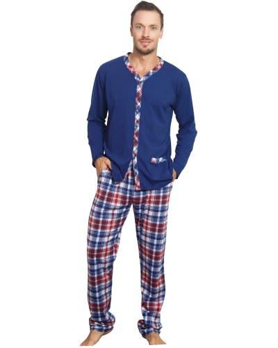 Pijama Hombre Largo Manga Larga Chaqueta Cuadros