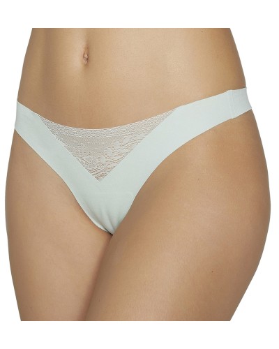 Tanga Mujer Fantasia Liso Laser Algodon Verde