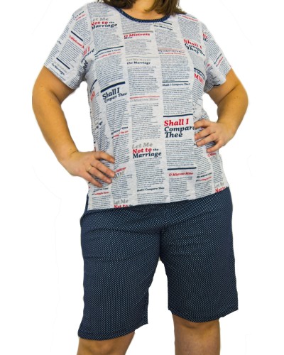 Pijama Talla Grande Corto Mujer Periodico