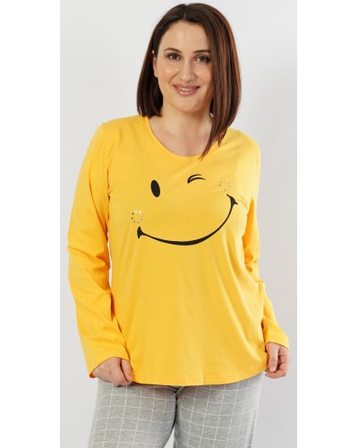 Pijama Talla Grande Largo Manga Larga Mujer Emotic