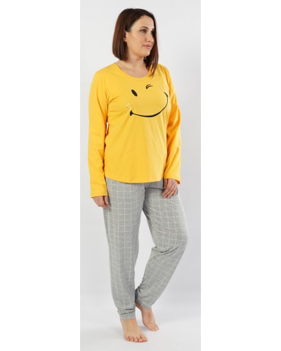 Pijama Talla Grande Largo Manga Larga Mujer Emotic