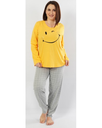 Pijama Talla Grande Largo Manga Larga Mujer Emotic