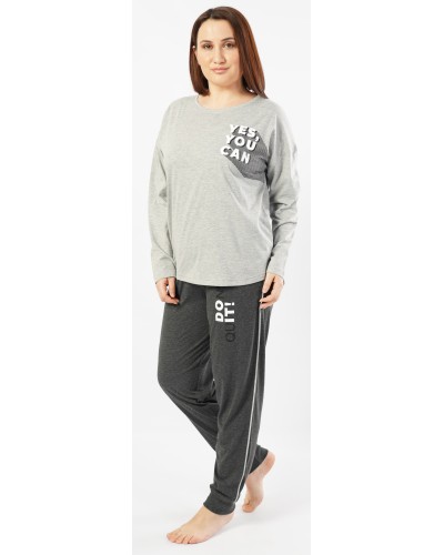 Pijama Talla Grande Largo Manga Larga Mujer Yes