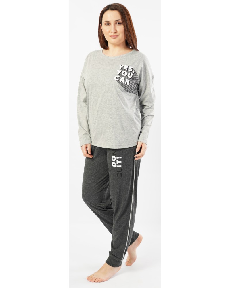 Pijama Talla Grande Largo Manga Larga Mujer Yes