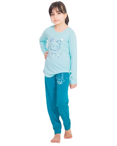 Pijama Manga Larga Niña Puño Gatito