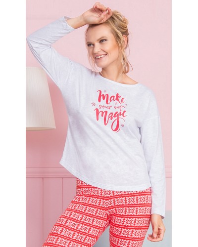 Pijama Largo Manga Larga Mujer Leggings Magic