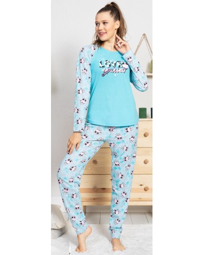 Pijama Largo Manga Larga Mujer Vaca Love