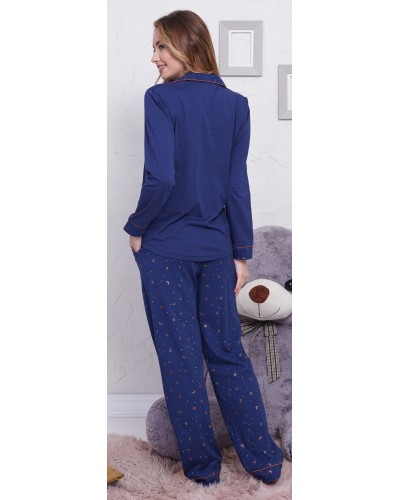 Pijama Largo Manga Larga Mujer Chaqueta Noche