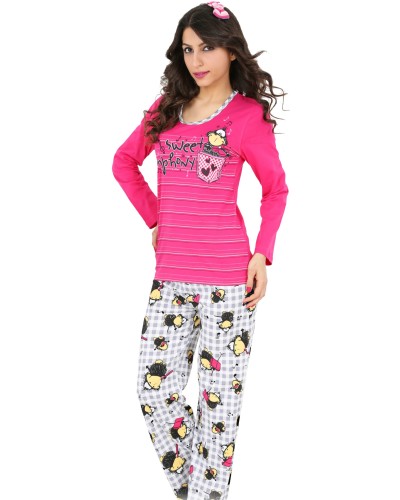 Pijama Largo Manga Larga Mujer Pajaro Violin