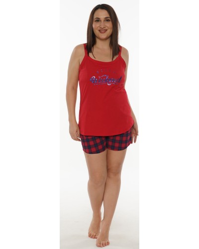 Pijama Talla Grande Corto Tirantes Mujer Weekend Rojoj