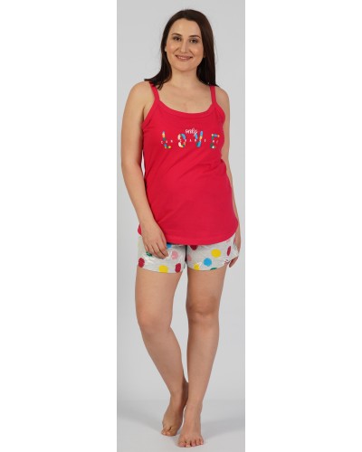 Pijama Talla Grande Corto Tirantes Mujer Only Love Rojo