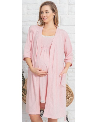 Conjunto Lactancia Premama Mujer Lisa Camison Tirante Rosa