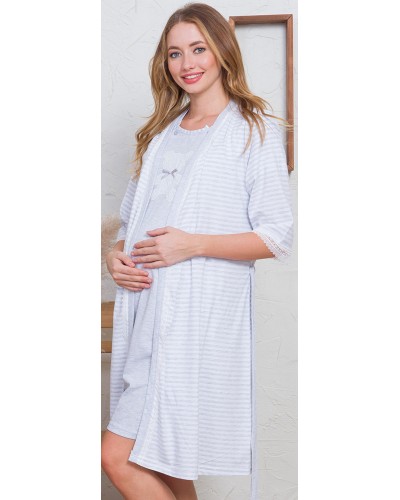 Conjunto Lactancia/Premama Mujer Osito Raya Boton