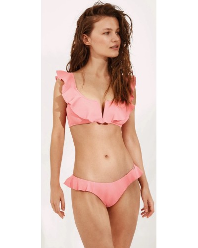 Bikini Mujer Baño Volante Fly Salmon/Coral Copa B