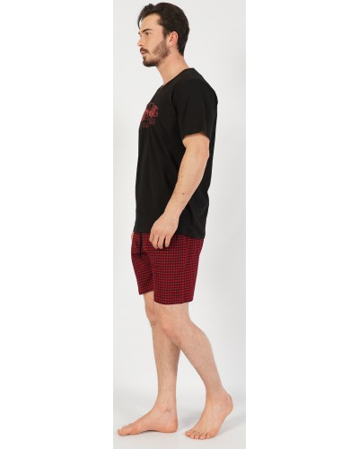 Pijama Hombre Corto Manga Corta Coche Negro