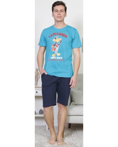 Pijama Hombre Corto Manga Corta Pato Azul