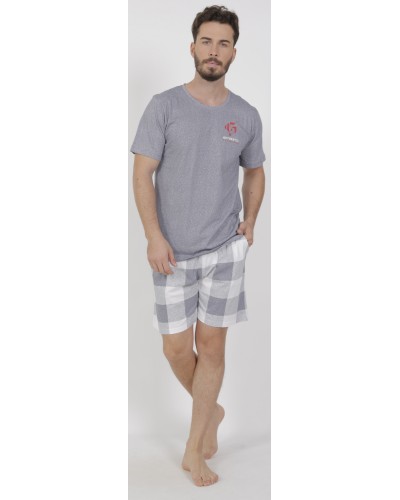 Pijama Hombre Corto Manga Corta Autentic Gris