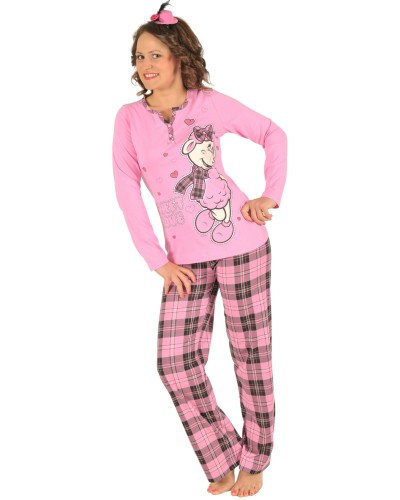 Pijama Largo Manga Larga Mujer Oveja Boton