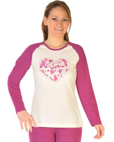 Pijama Largo Manga Larga Mujer Corazon-Flor