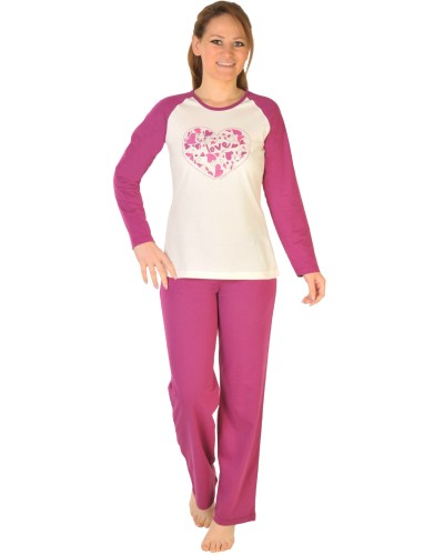 Pijama Largo Manga Larga Mujer Corazon-Flor