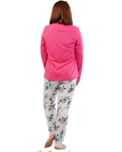 Pijama Talla Grande Mujer Largo Manga Flor Rose